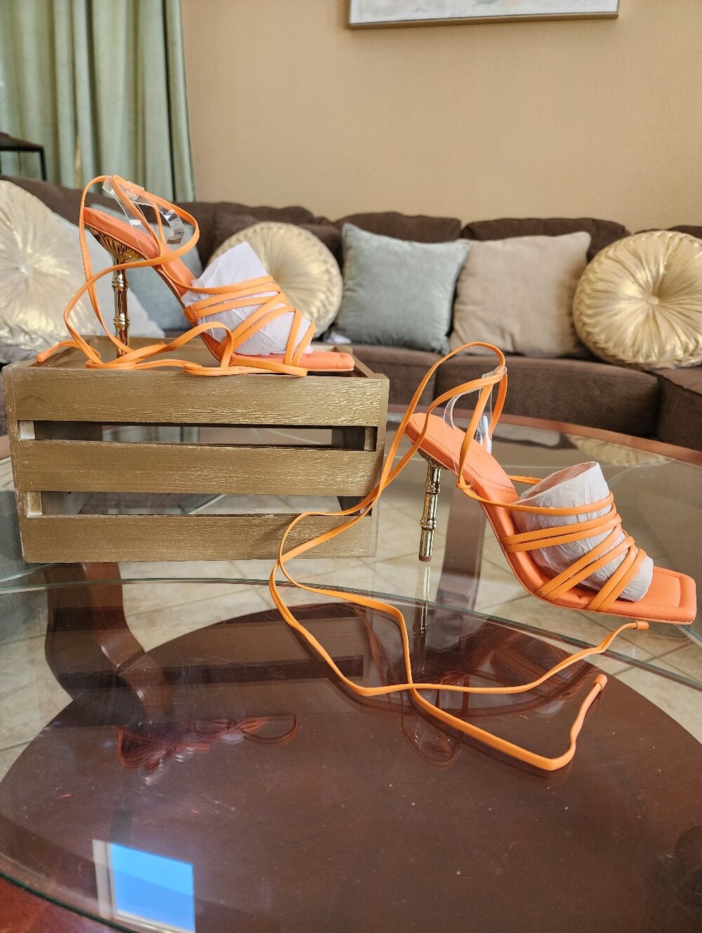 Aldo BODISSE Orange Strappy Lace-Up High Heel Sandals